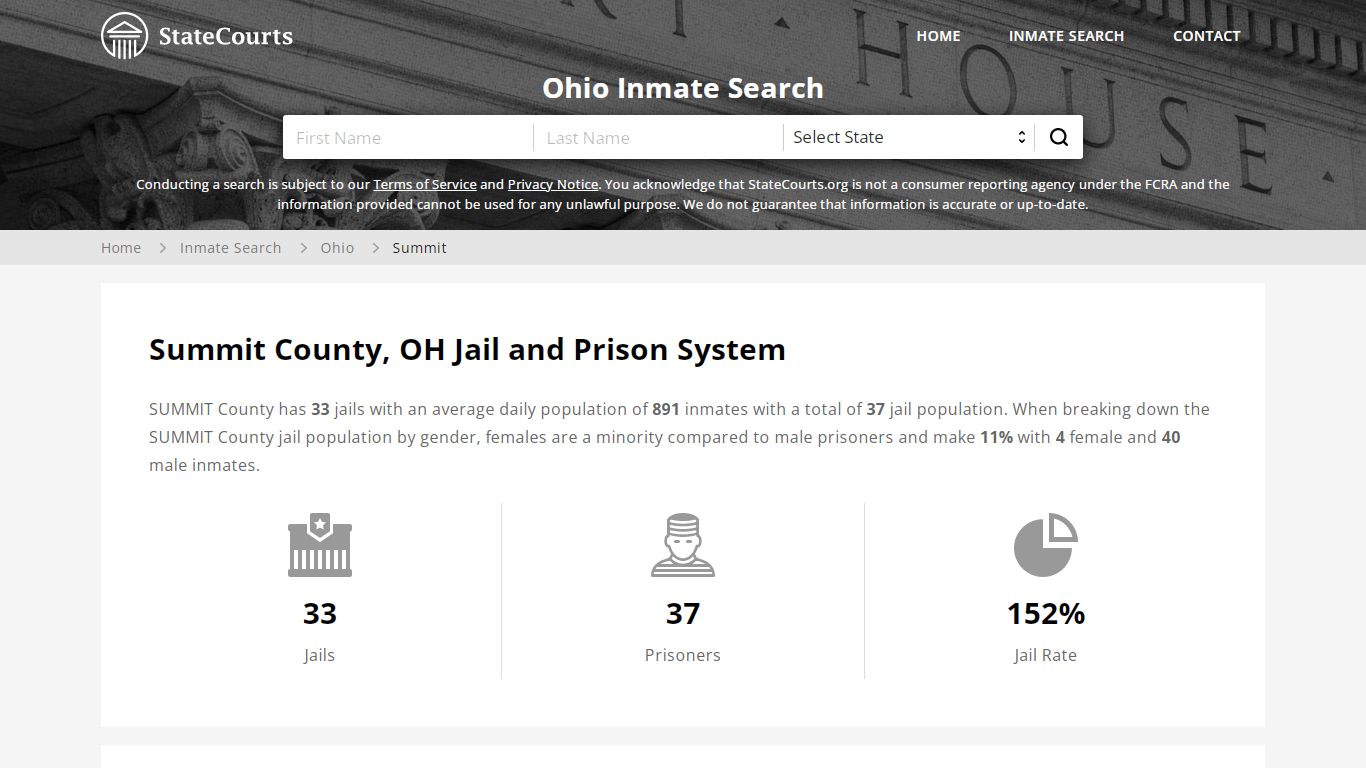 Summit County, OH Inmate Search - StateCourts